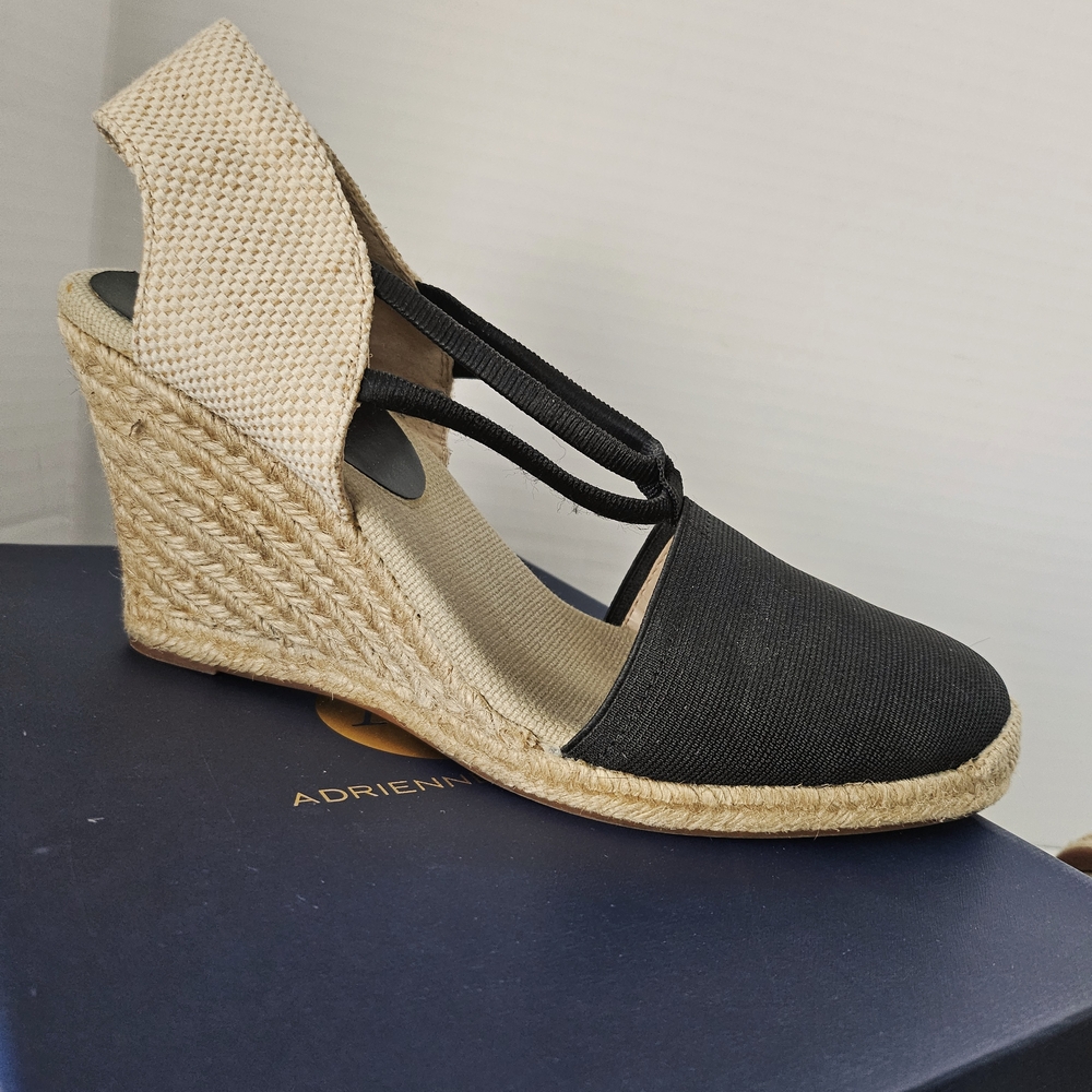 Adrienne Vittadini Black and Beige Espadrille Sandals size 9.5 - Picture 7 of 8